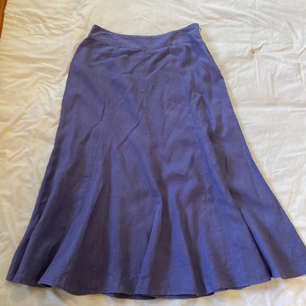100% linen maxi skirt, periwinkle faded color